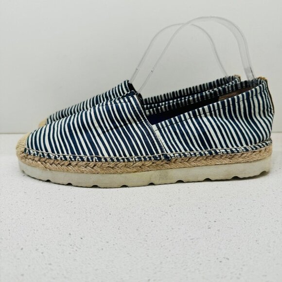 EXE Espadrille Nautical Navy White Striped Marine Shoes Flats  Boho Beachy Sz 41 - Picture 5 of 12